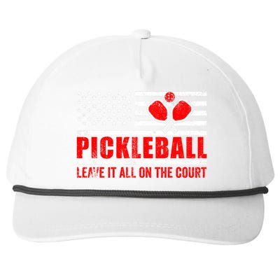 Pickleball USA Flag Leave It All On The Court Pickle Ball Snapback Five-Panel Rope Hat