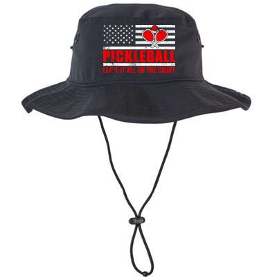 Pickleball USA Flag Leave It All On The Court Pickle Ball Bucket Hat