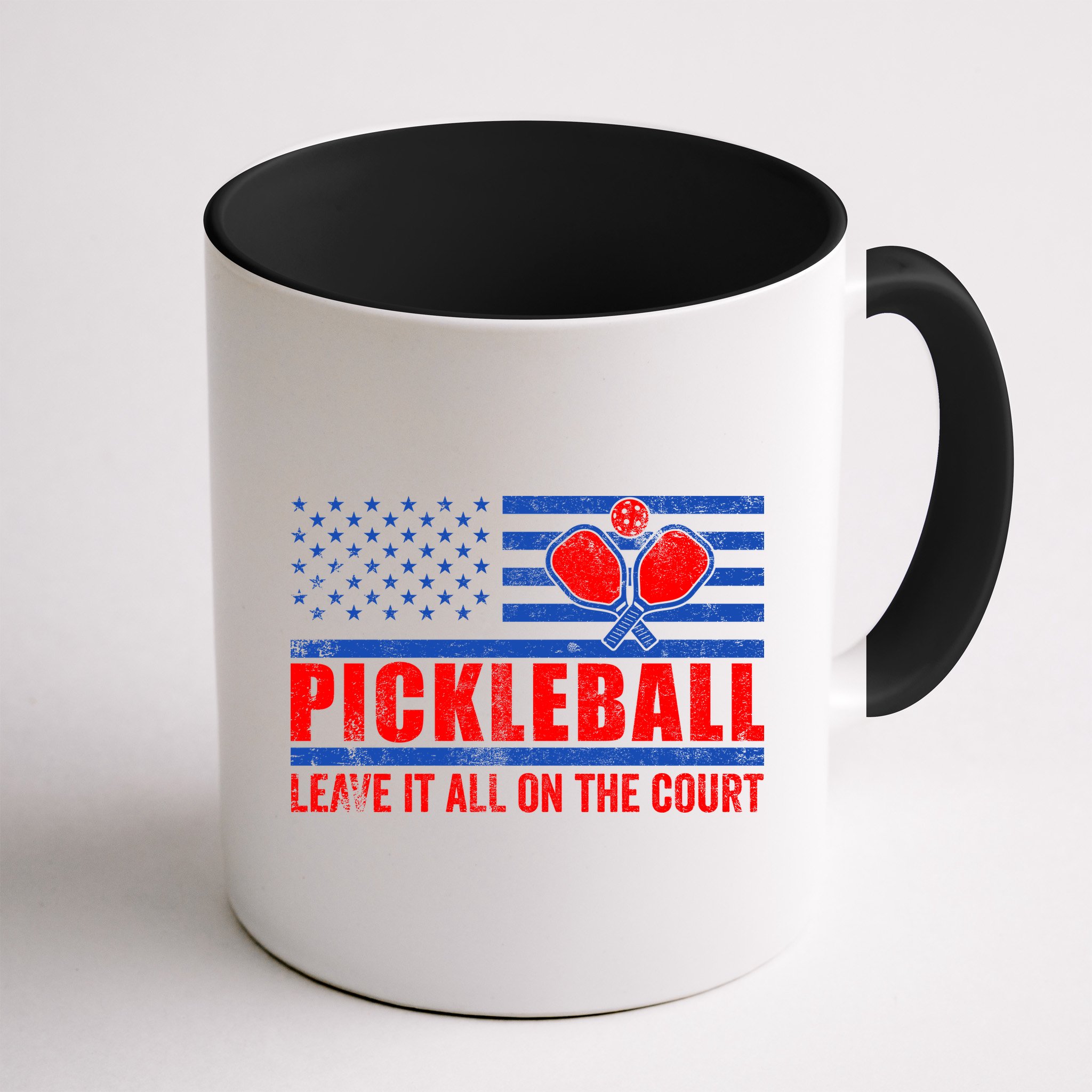 Pickleball USA Flag Leave It All On The Court Pickle Ball Mug
