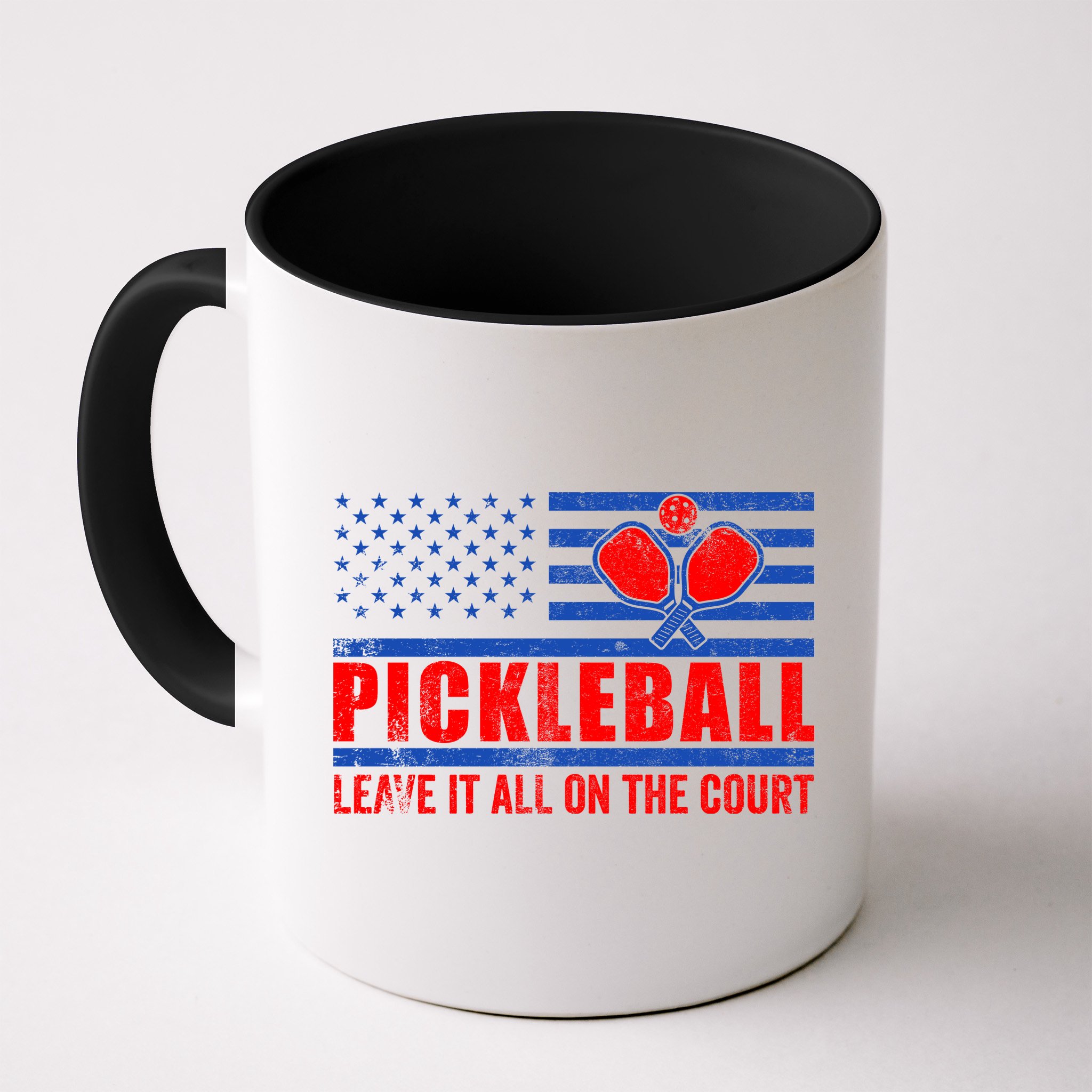 Pickleball USA Flag Leave It All On The Court Pickle Ball Mug