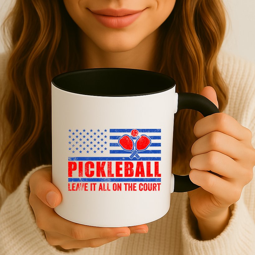 Pickleball USA Flag Leave It All On The Court Pickle Ball Mug
