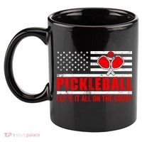 Pickleball USA Flag Leave It All On The Court Pickle Ball 11oz C Handle Ceramic Mug