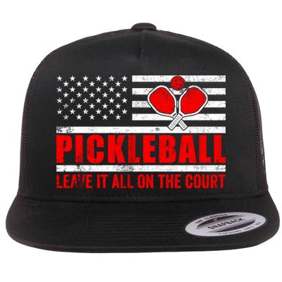 Pickleball USA Flag Leave It All On The Court Pickle Ball Flatbill Hat