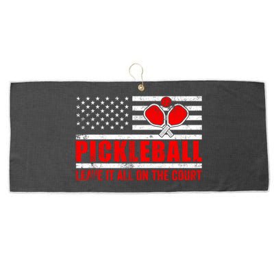 Pickleball USA Flag Leave It All On The Court Pickle Ball Large Microfiber Waffle Golf Towel