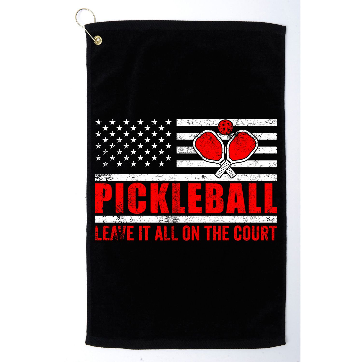 Pickleball USA Flag Leave It All On The Court Pickle Ball Golf Towel
