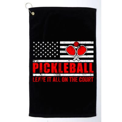 Pickleball USA Flag Leave It All On The Court Pickle Ball Platinum Collection Golf Towel