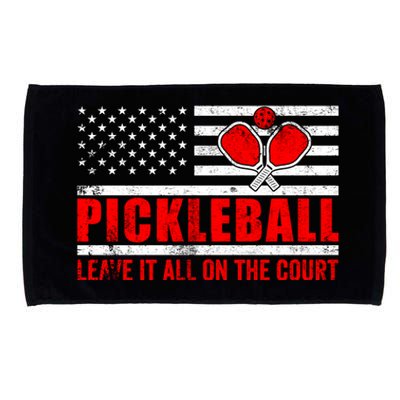 Pickleball USA Flag Leave It All On The Court Pickle Ball Microfiber Hand Towel