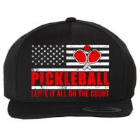 Pickleball USA Flag Leave It All On The Court Pickle Ball Wool Snapback Cap
