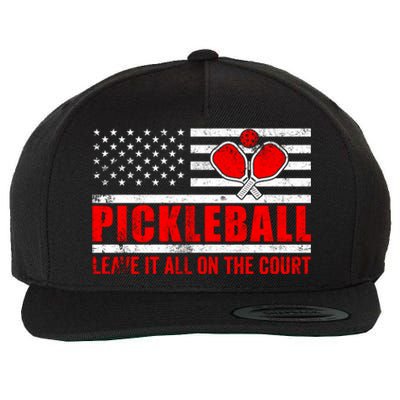 Pickleball USA Flag Leave It All On The Court Pickle Ball Wool Snapback Cap