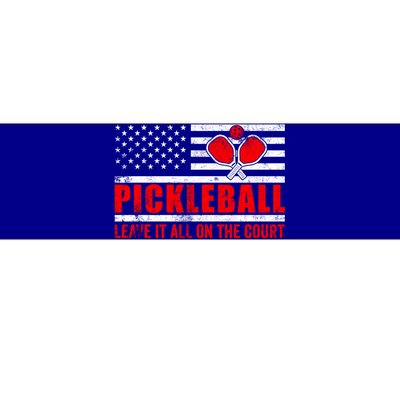 Pickleball USA Flag Leave It All On The Court Pickle Ball Bumper Sticker