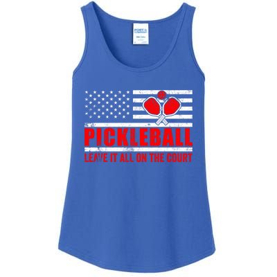 Pickleball USA Flag Leave It All On The Court Pickle Ball Ladies Essential Tank