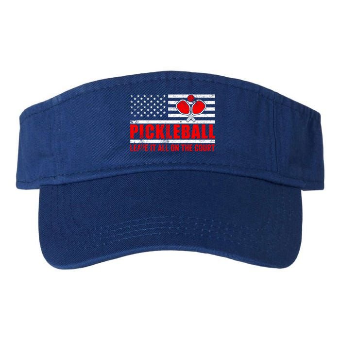 Pickleball USA Flag Leave It All On The Court Pickle Ball Valucap Bio-Washed Visor