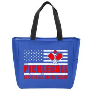 Pickleball USA Flag Leave It All On The Court Pickle Ball Zip Tote Bag