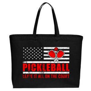 Pickleball USA Flag Leave It All On The Court Pickle Ball Cotton Canvas Jumbo Tote