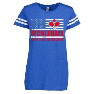 Pickleball USA Flag Leave It All On The Court Pickle Ball Enza Ladies Jersey Football T-Shirt