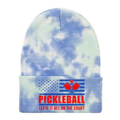 Pickleball USA Flag Leave It All On The Court Pickle Ball Tie Dye 12in Knit Beanie