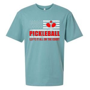 Pickleball USA Flag Leave It All On The Court Pickle Ball Sueded Cloud Jersey T-Shirt