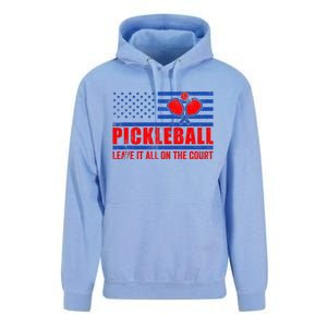 Pickleball USA Flag Leave It All On The Court Pickle Ball Unisex Surf Hoodie