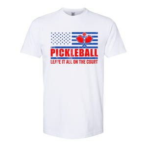 Pickleball USA Flag Leave It All On The Court Pickle Ball Softstyle CVC T-Shirt