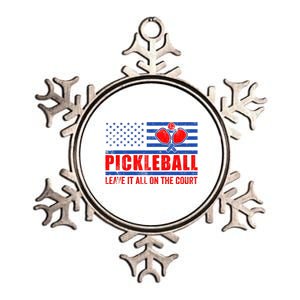 Pickleball USA Flag Leave It All On The Court Pickle Ball Metallic Star Ornament