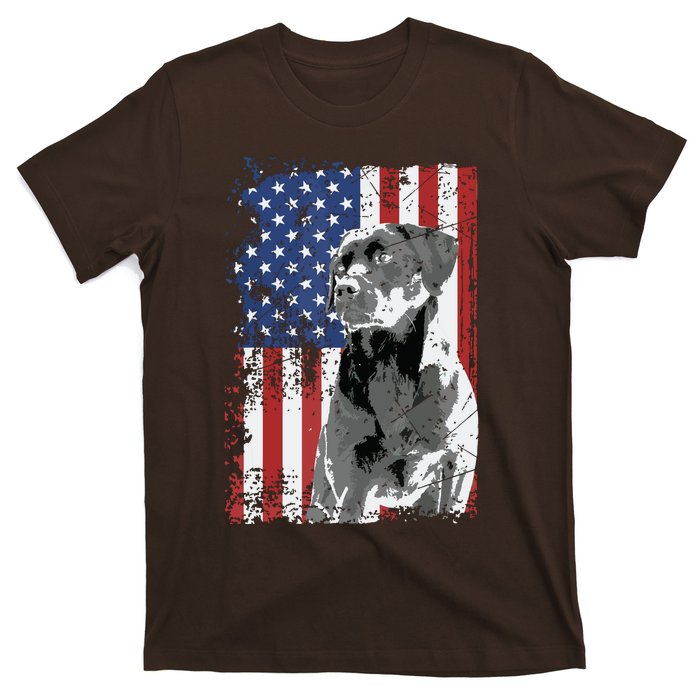 Patriotic USA Flag Black Labrador Gift For Lab Owners T-Shirt