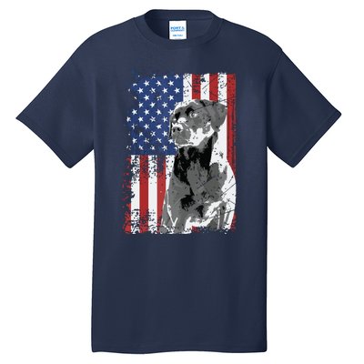 Patriotic USA Flag Black Labrador Gift For Lab Owners Tall T-Shirt