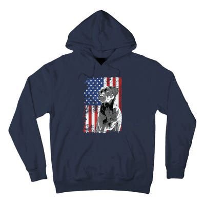 Patriotic USA Flag Black Labrador Gift For Lab Owners Tall Hoodie