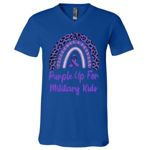 Purple Up For Military Military Month Rainbow Gift V-Neck T-Shirt