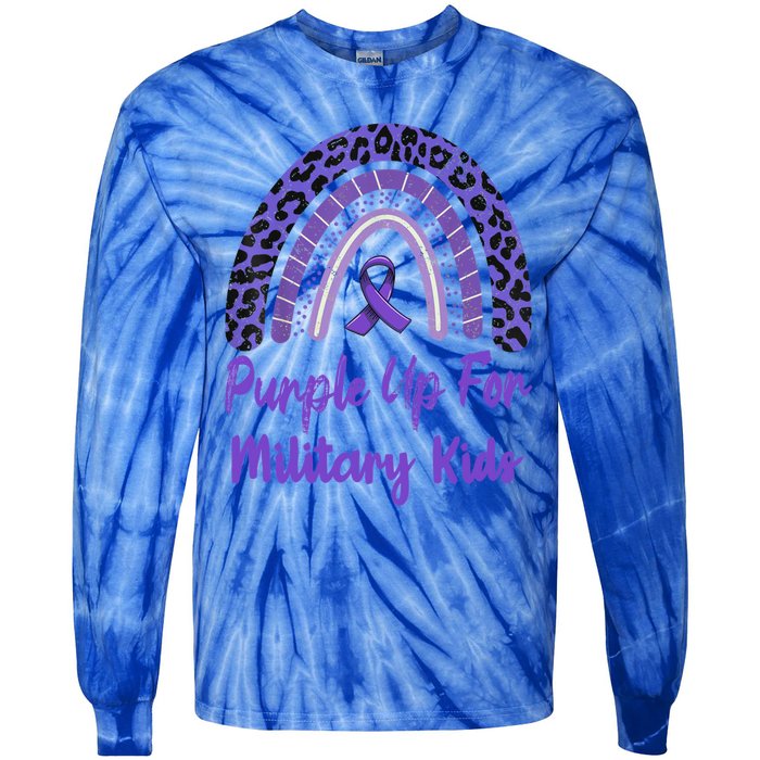 Purple Up For Military Military Month Rainbow Gift Tie-Dye Long Sleeve Shirt