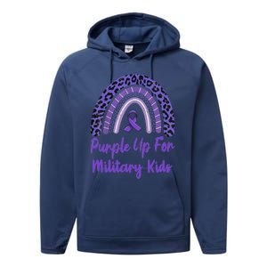 Purple Up For Military Military Month Rainbow Gift Performance Fleece Hoodie