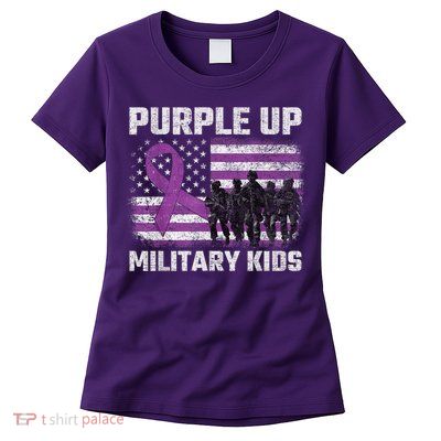 Purple Up For Military USA Flag Military Child Month Women's T-Shirt