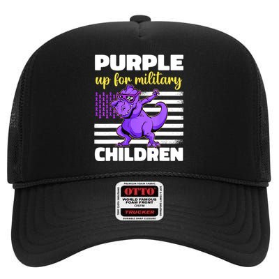 Purple Up For Military Month Of The Military Children High Crown Mesh Back Trucker Hat