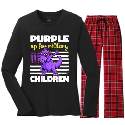 Purple Up For Military Month Of The Military Children Women's Long Sleeve Flannel Pajama Set 