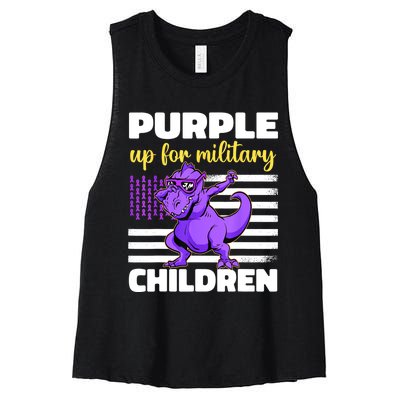 Purple Up For Military Month Of The Military Children Women's Racerback Cropped Tank