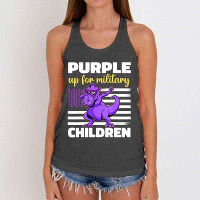 Purple Up For Military Month Of The Military Children Women's Knotted Racerback Tank