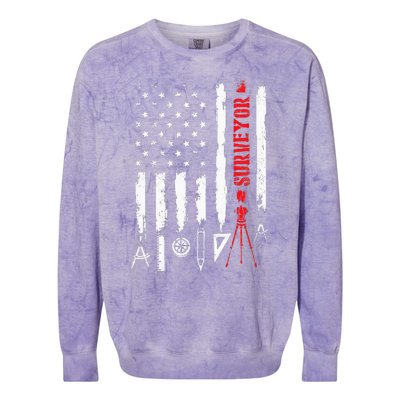 Patriotic USA Flag Land Surveyor Land Examiner Cartographer Colorblast Crewneck Sweatshirt