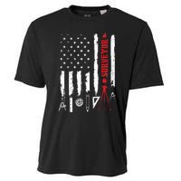 Patriotic USA Flag Land Surveyor Land Examiner Cartographer Cooling Performance Crew T-Shirt