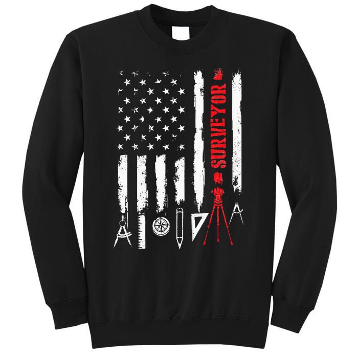 Patriotic USA Flag Land Surveyor Land Examiner Cartographer Sweatshirt