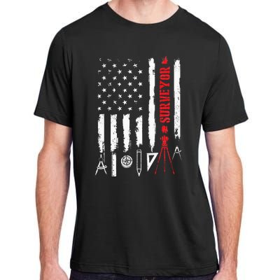 Patriotic USA Flag Land Surveyor Land Examiner Cartographer Adult ChromaSoft Performance T-Shirt