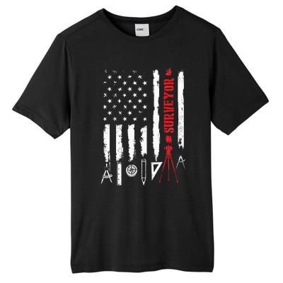 Patriotic USA Flag Land Surveyor Land Examiner Cartographer Tall Fusion ChromaSoft Performance T-Shirt