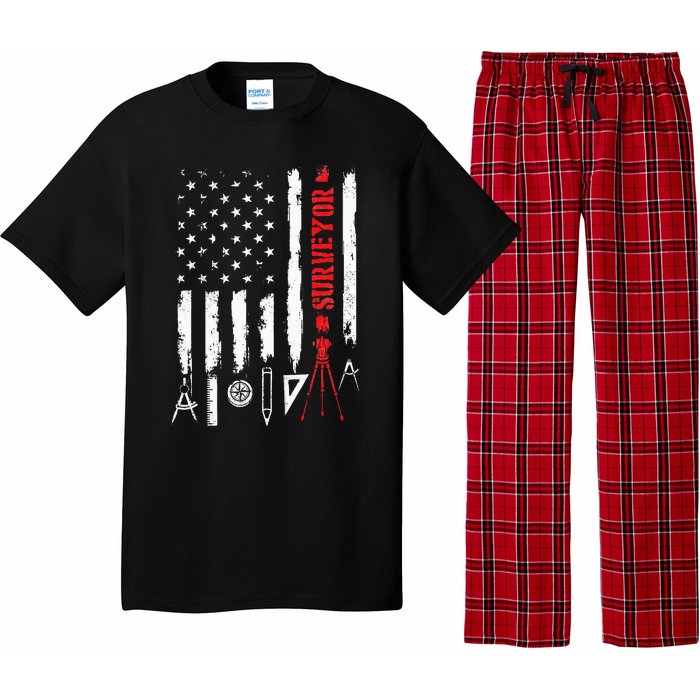 Patriotic USA Flag Land Surveyor Land Examiner Cartographer Pajama Set