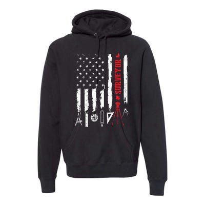 Patriotic USA Flag Land Surveyor Land Examiner Cartographer Premium Hoodie