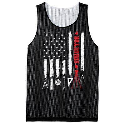 Patriotic USA Flag Land Surveyor Land Examiner Cartographer Mesh Reversible Basketball Jersey Tank