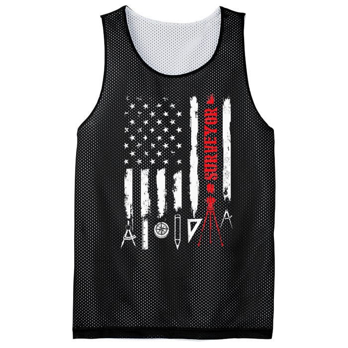 Patriotic USA Flag Land Surveyor Land Examiner Cartographer Mesh Reversible Basketball Jersey Tank