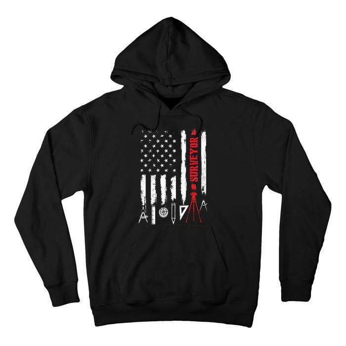 Patriotic USA Flag Land Surveyor Land Examiner Cartographer Tall Hoodie