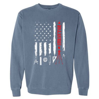 Patriotic USA Flag Land Surveyor Land Examiner Cartographer Garment-Dyed Sweatshirt