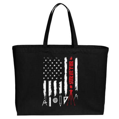 Patriotic USA Flag Land Surveyor Land Examiner Cartographer Cotton Canvas Jumbo Tote