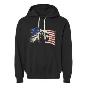 Patriotic USA Flag Black Labrador gift for Lab Owners Garment-Dyed Fleece Hoodie