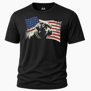 Patriotic USA Flag Black Labrador gift for Lab Owners Cooling Performance Crew T-Shirt