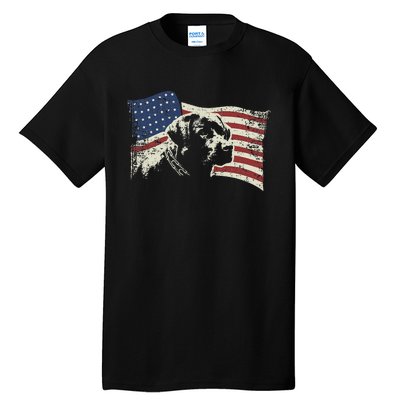 Patriotic USA Flag Black Labrador gift for Lab Owners Tall T-Shirt